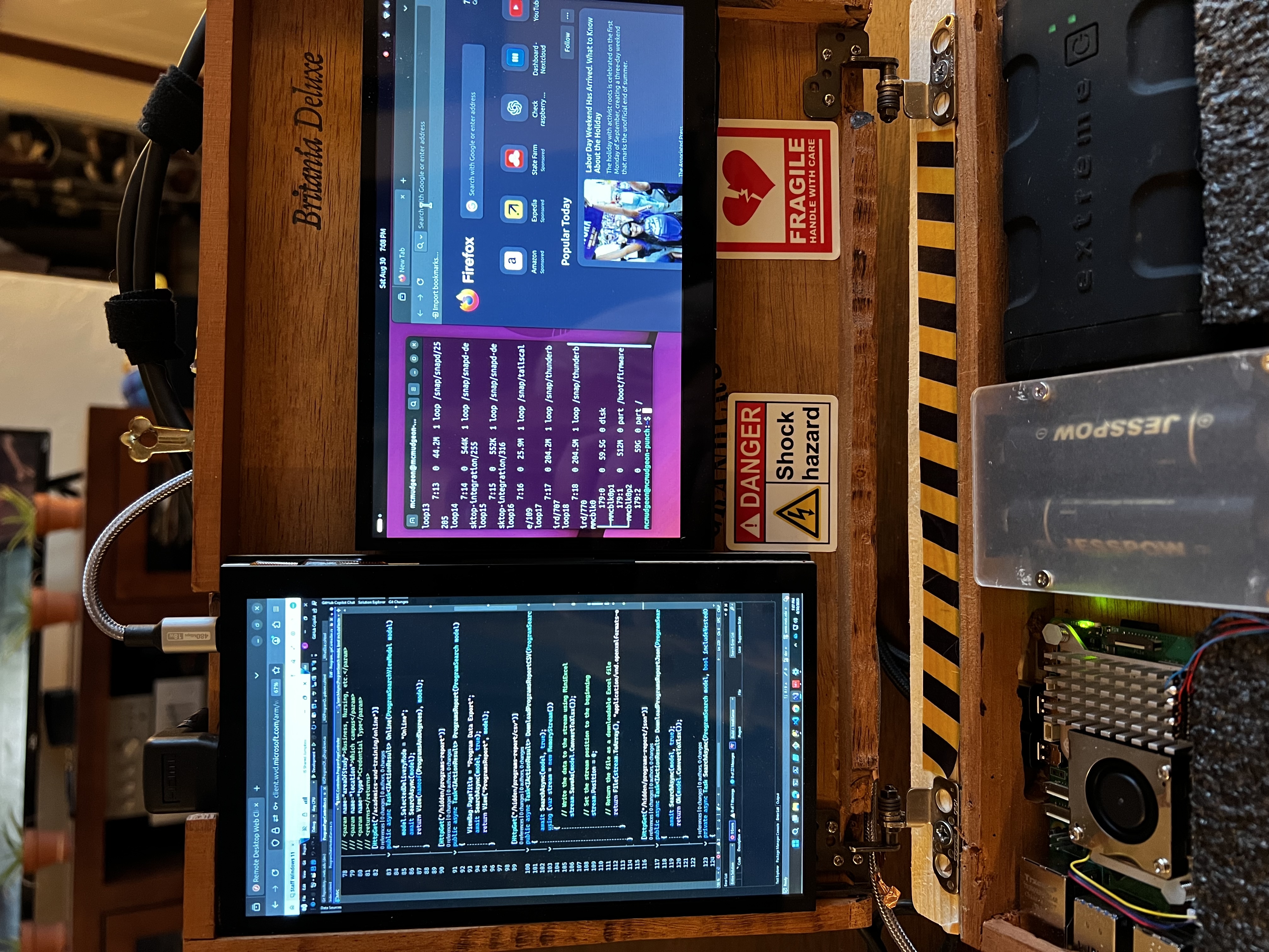 cyGar-01 — interior layout with Raspberry Pi 5 and wiring